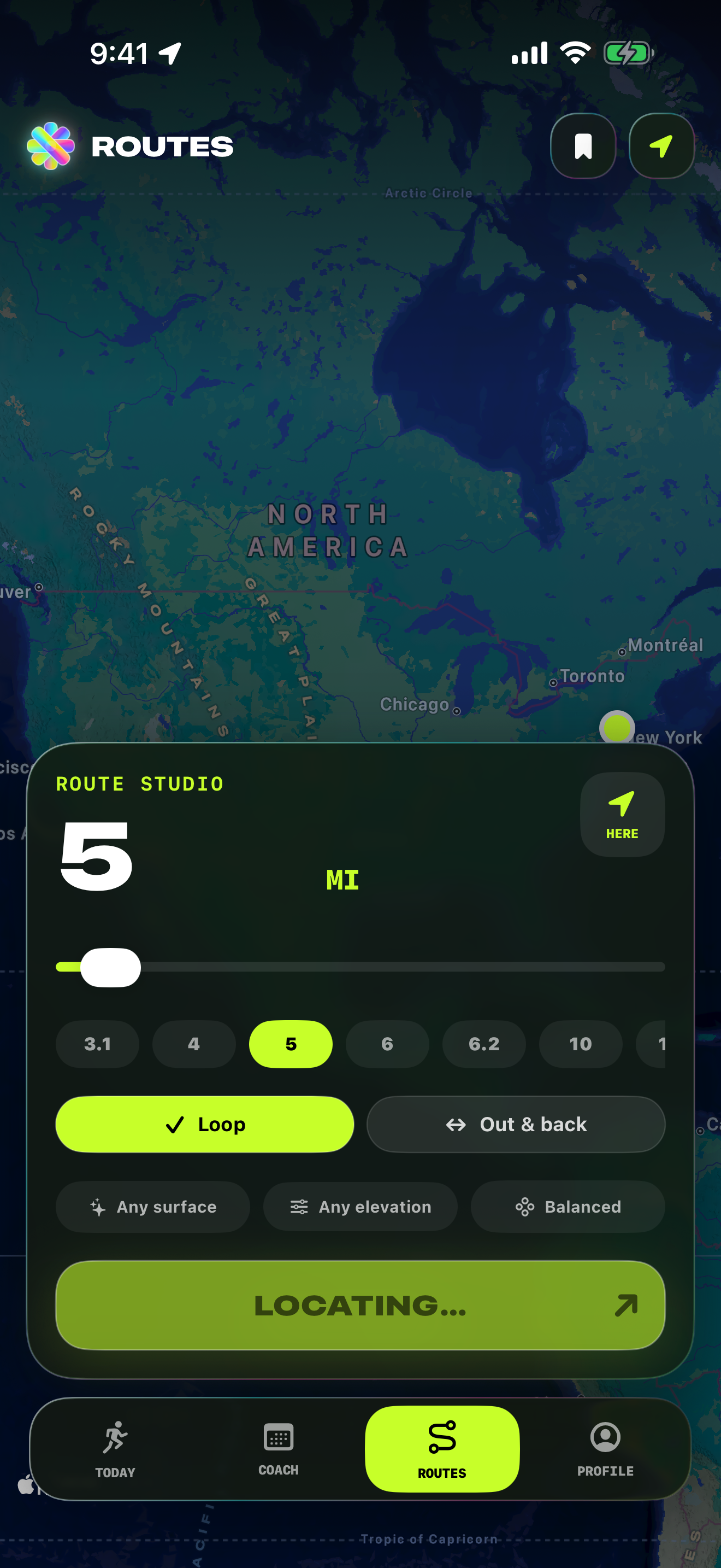 Routes route library with saved runs and generated paths