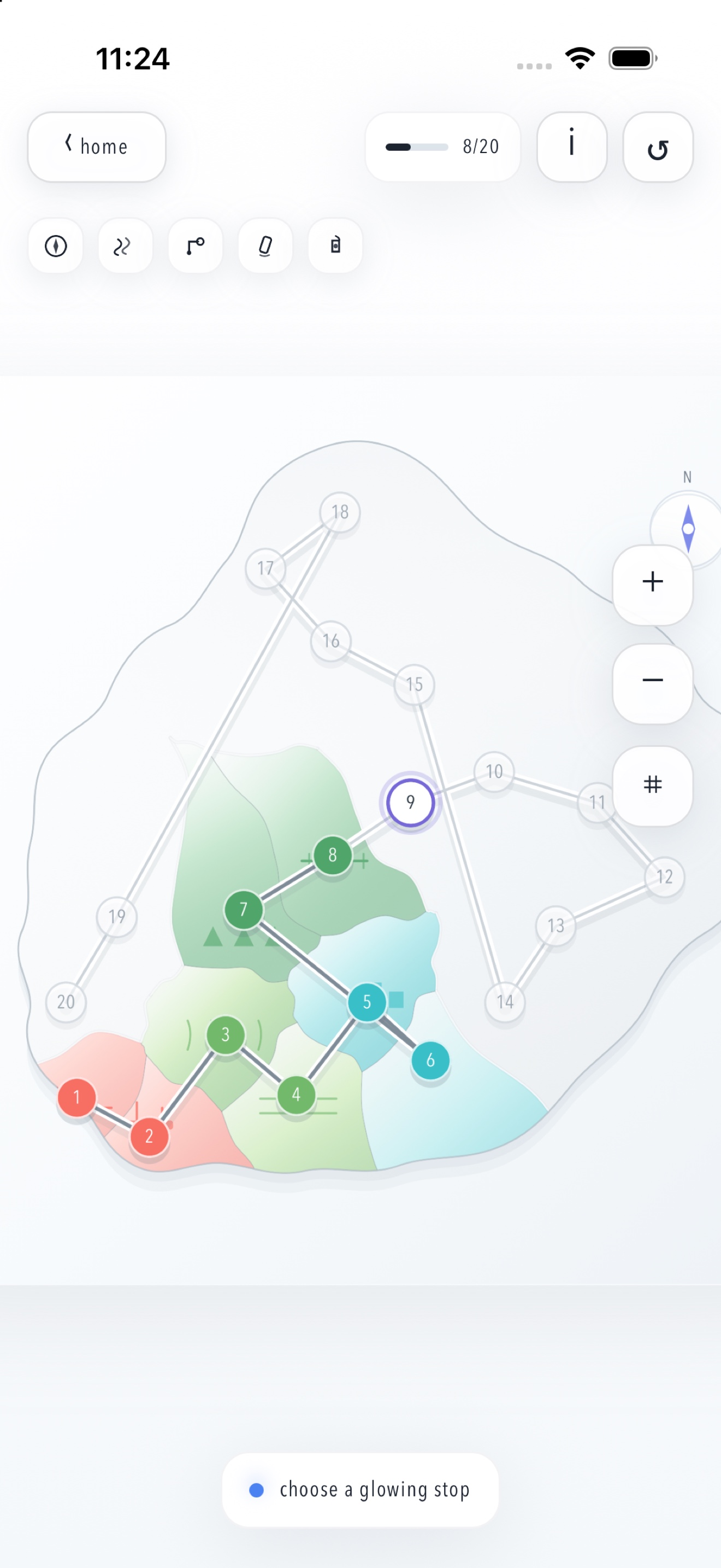 Satisfy world map with puzzle locations arranged across an illustrated landscape